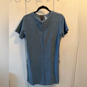 Hello Nite teal Blue Short Sleeve cotton lightweight corduroy Dress